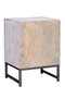 GINER Y COLOMER - Table de chevet ou table d'appoint avec 1 porte et 1 tiroir en bois de manguier massif et pieds métal, finition blanc vieilli et gris, 56 x 40 x 35 cm